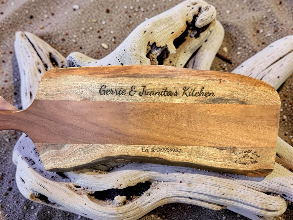 Live Edge Engraved Cutting Board - Handmade personalized Kitchen crafted in Birmingham AL
