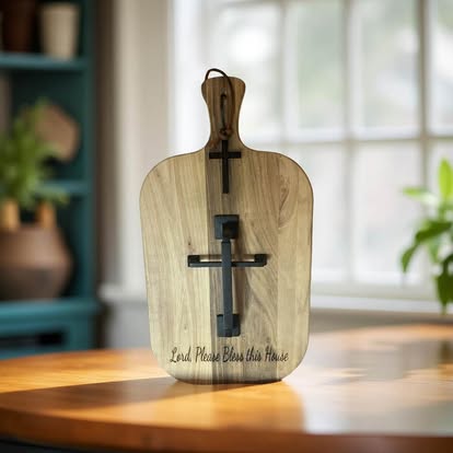 Cross-Inset Wooden Decor Board