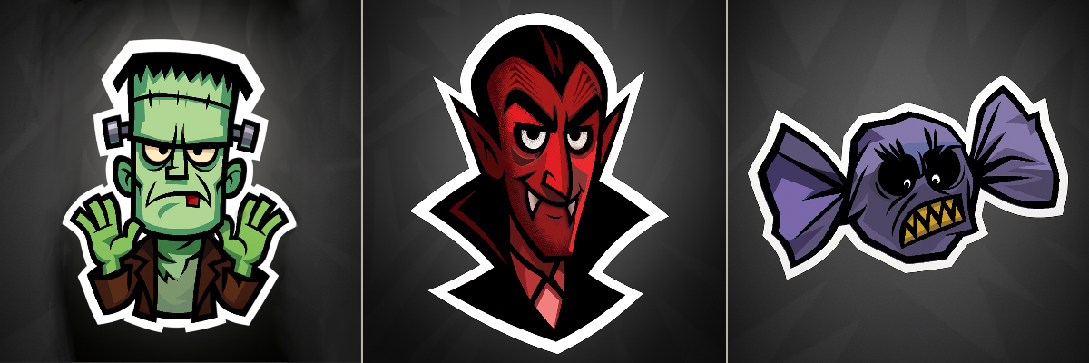 Halloween Monster Stickers Photoshop Illustration