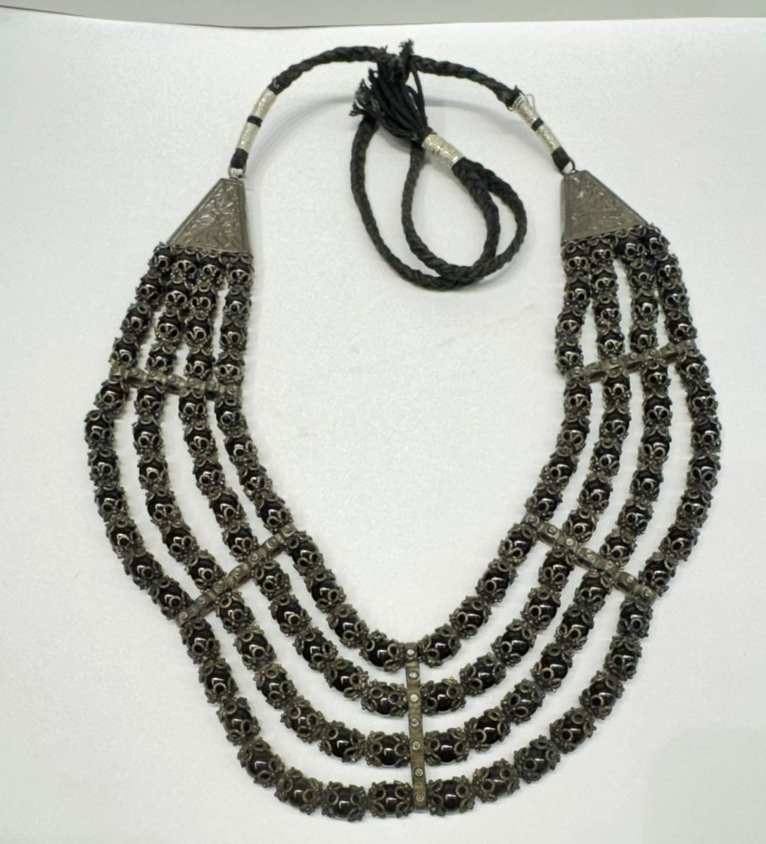 Layered Silver Beaded Necklace